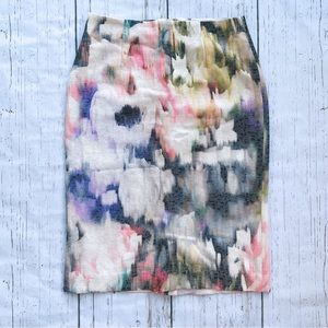 Emerson rose watercolor print multicolor pencil straight women’s spring skirt